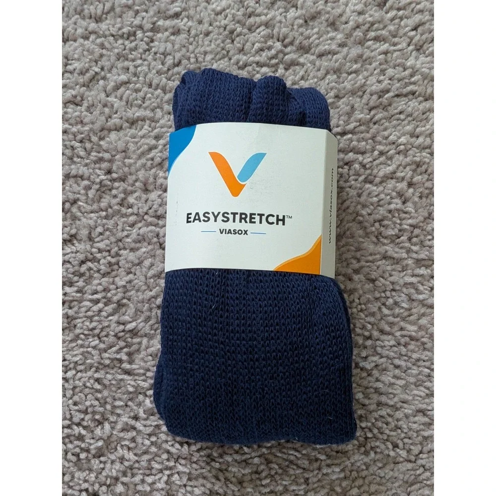 Viasox Easystretch Socks Navy Blue S/M Mens 6-8 Womens 5-9 Knee High NWT